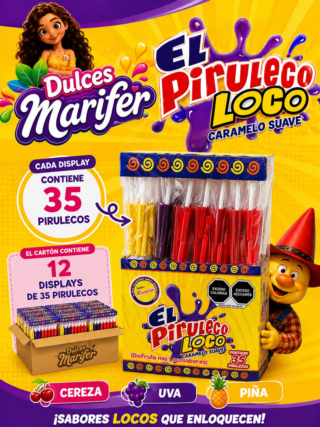 Display de El Piruleco Loco de Dulces Marifer