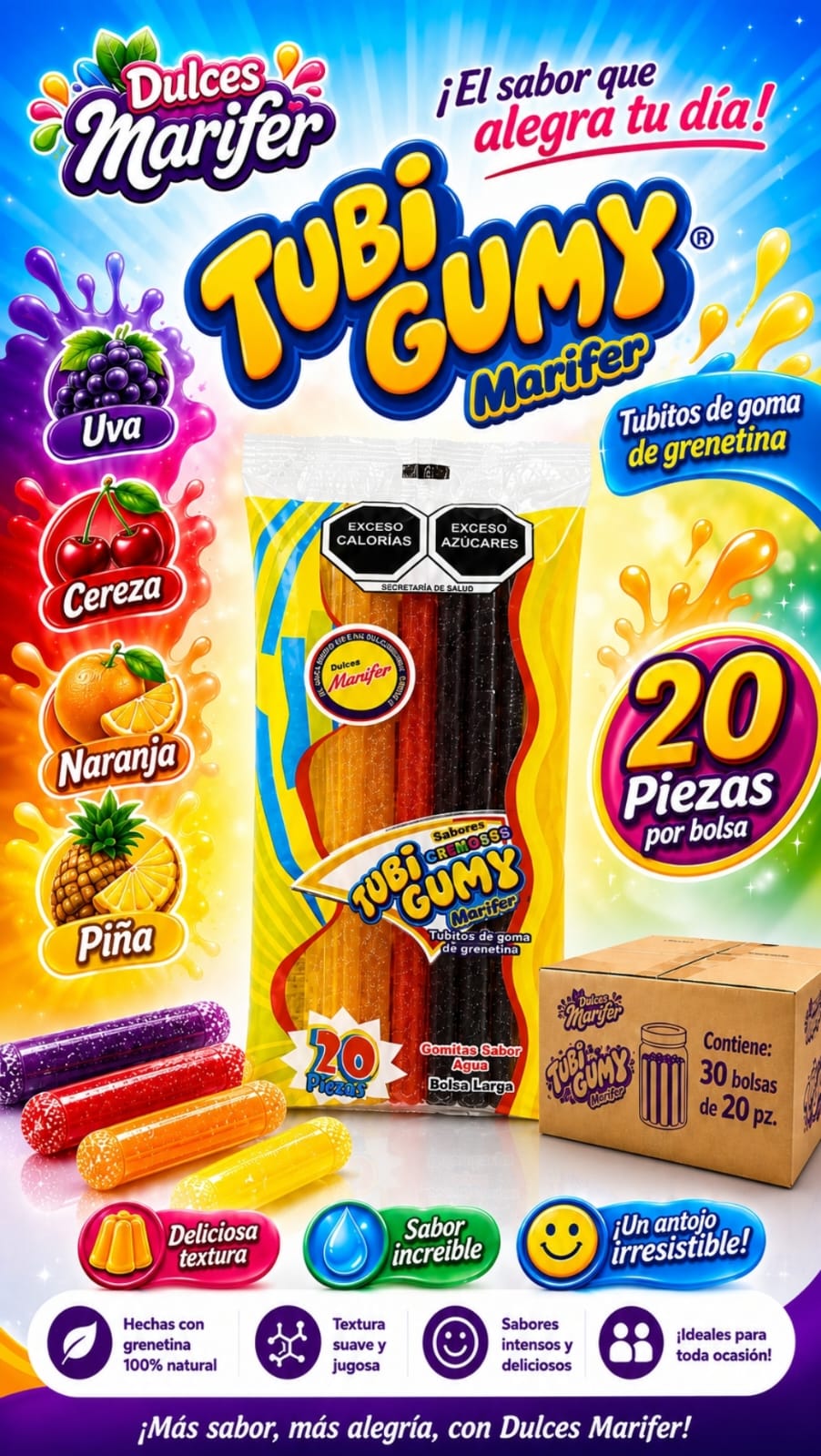Tubi Gumy Agua bolsa larga de 20 piezas