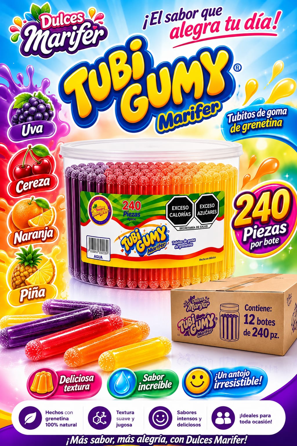 Tubi Gumy Agua bote de 240 piezas