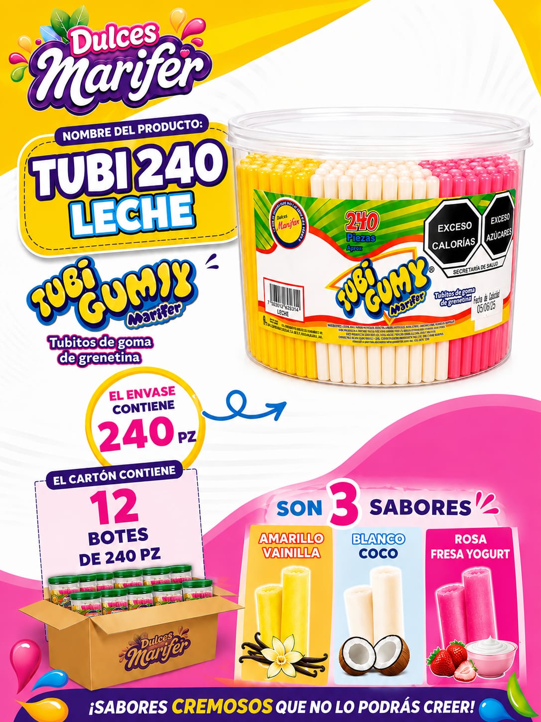 Tubi Gumy Leche bolsa de 20 piezas